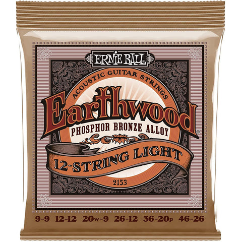 EBP02153 Ernie Ball "12-String Light" Earth wood Phosphor Bronze Strings, 9-36