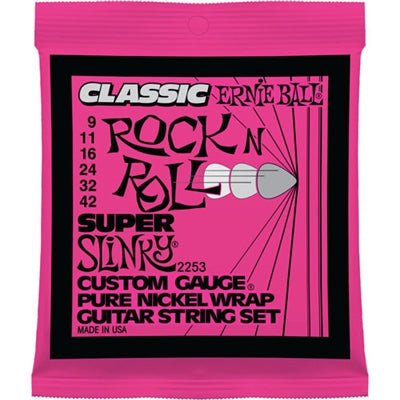 EBP02253 Ernie Ball "Super Slinky Pure Nickel Wrap" Strings, 9-42